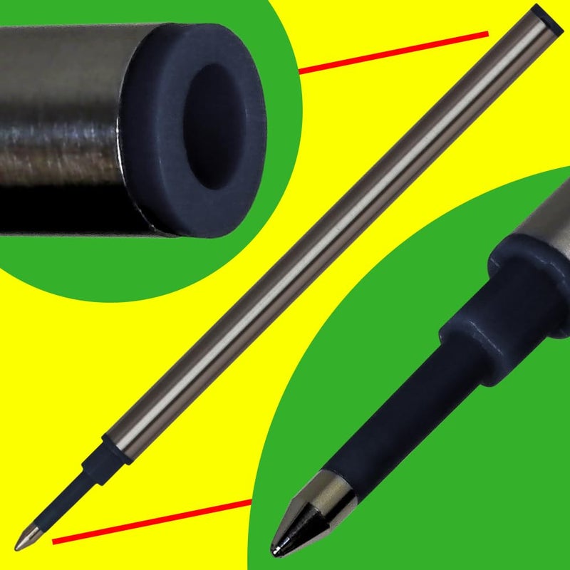 Jaymo Replacement for Waterman 540951 and Schmidt 5888 - Measures 4.3 in / 109 mm Long - Rollerball Pen Refill - 2 Black - Image 2